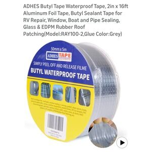 ADHES Butyl Tape Waterproof Tape 2in x 16ft Aluminum Foil Butyl Sealant